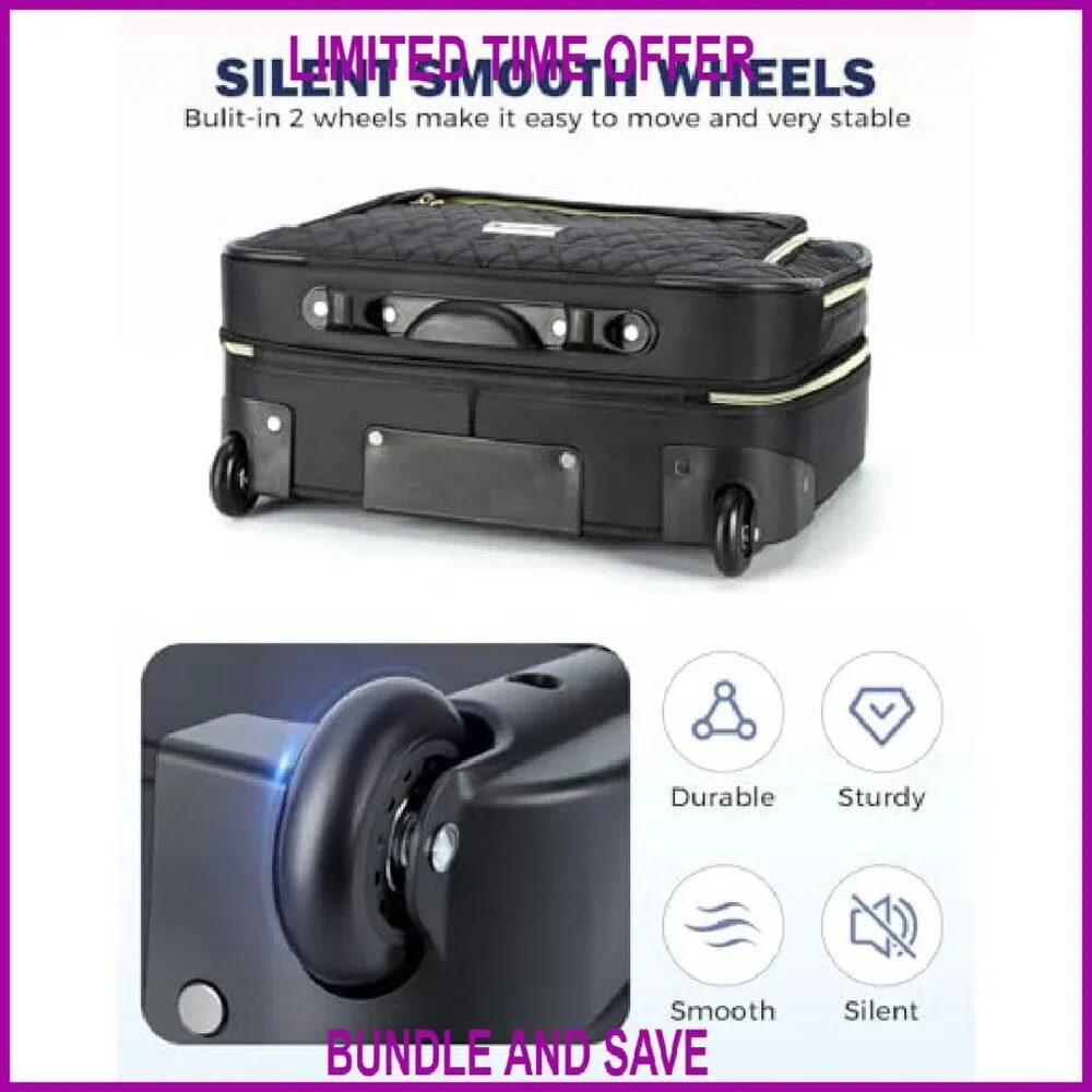 15.6 Inch Rolling Laptop Briefcase with Wheels, Flight Approved Carry On